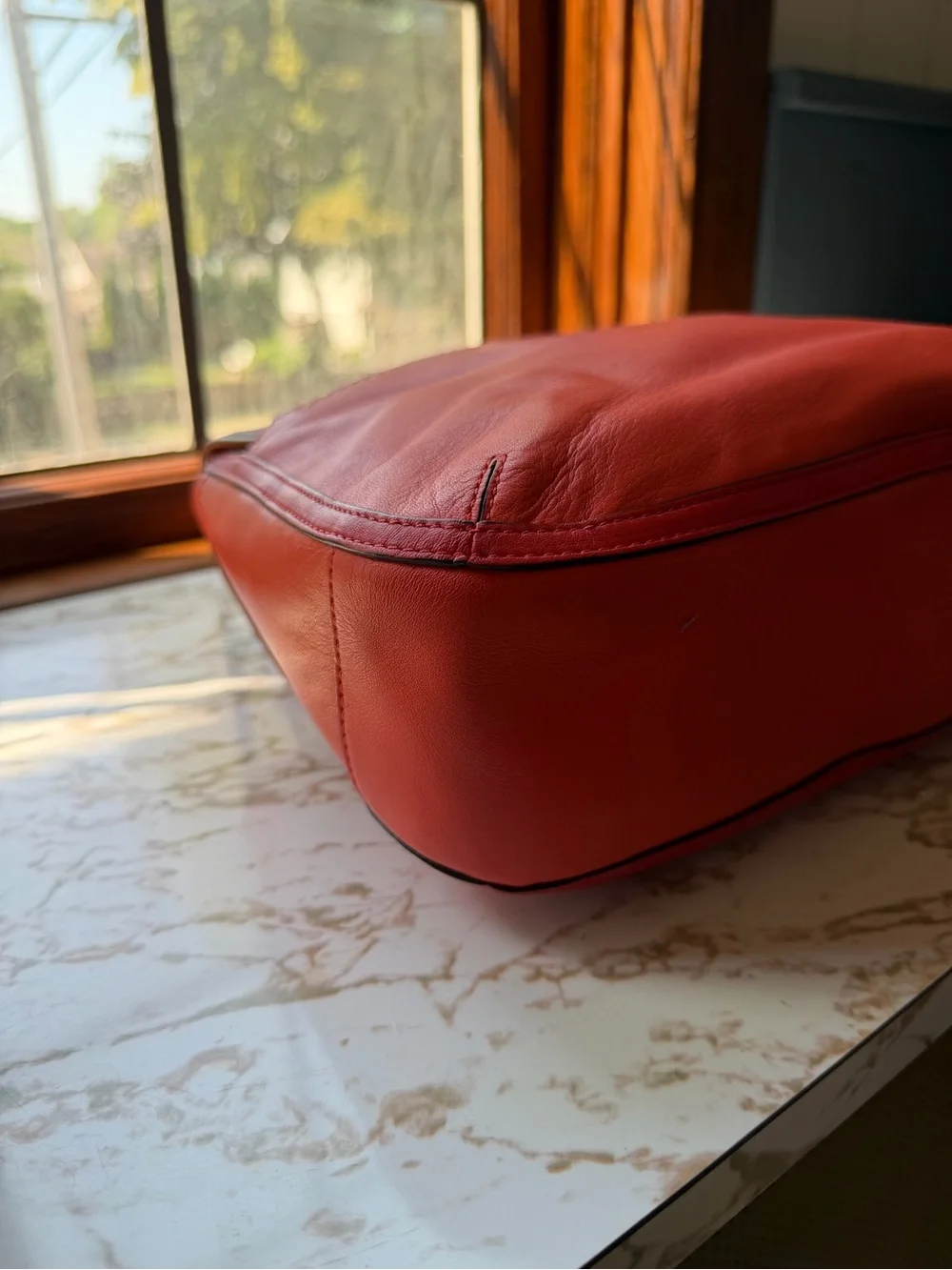 Vintage Coach Poppy Colorblock Dylan Flap Satchel - Red & Orange Leather